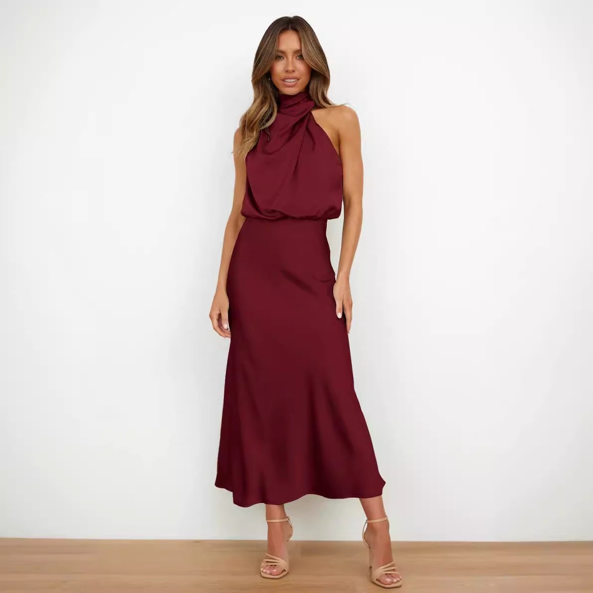 Satin Dress Sleeveless Halter  - Halter Neck Top incelemesi ve fiyatı