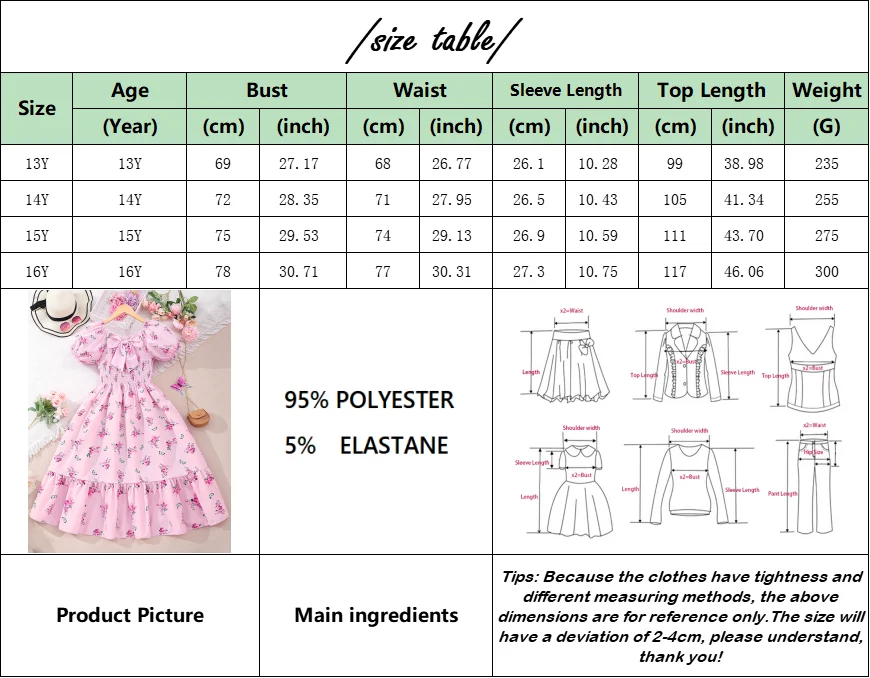 Teen Girl Floral Long Dress Su - Summer Clothing Teen Girls incelemesi ve fiyatı